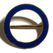 14 K Blue Enamel Circle Pin.