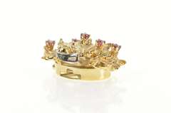 14K Yellow Gold 1940's Ruby Diamond Leaf Cluster Box Clasp