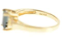 10K Yellow Gold Emerald Syn. Sapphire CZ Statement Ring