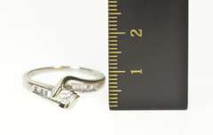 14K White Gold 0.58 Ctw Diamond Baguette Bypass Engagement Ring