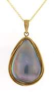 Gorgeous 14kt YG Blue Mabe Pearl Necklace