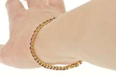 14K Yellow Gold 3.75 Ctw Natural Ruby Encrusted Tennis Bracelet