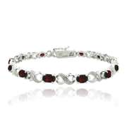 Silver Tone 6.6ct Garnet & Diamond Accent Infinity Links Bracelet