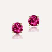 18K Gold over Sterling Silver .7ct Created Ruby Stud Earrings, 4mm
