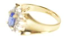 10K Yellow Gold Oval Syn. Sapphire Diamond Halo Engagement Ring
