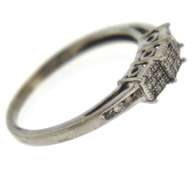 Pretty White Gold 3 Square Micro Pave Diamond Cluster Ring