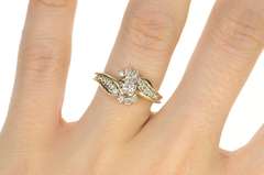 14K Yellow Gold Diamond Bypass Promise Engagement Ring