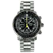 Seiko Chronograph Steel Black Dial Men's Watch