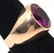 Massive Pink Sapphire Ring in Yellow Gold