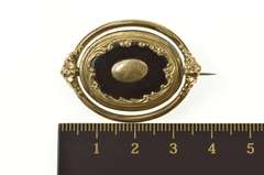 Gold Filled Victorian Black Onyx Spinning Mourning Hair Pin/Brooch
