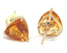 Great Yellow Gold Citrine Trillion Stud Earrings