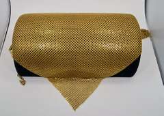 Large Whiting & Davis Gold Tone Mesh Bib Necklace