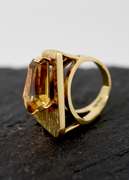 Architectural 14K Pentagonal Citrine Ring