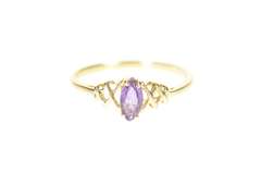 14K Yellow Gold Marquise Amethyst Criss Cross Statement Ring