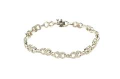 14K White Gold 1.68 Ctw Diamond Encrusted Figure 8 Link Bracelet