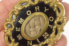 Gold Filled In Memory Woven Hair Victorian Mourning Pendant/Pin