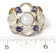 Sterling Silver Moonstone & Iolite Ring