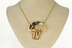 18K Yellow Gold 0.80 Ctw Diamond Modernist Statement Pendant/Pin