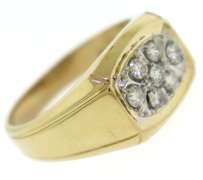 Gent's Cluster Yellow Gold Diamond Ring