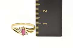 14K Yellow Gold Marquise Ruby Diamond Accent Freeform Ring