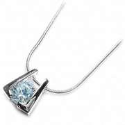 Sterling Silver Genuine Blue Topaz Horse Shoe Pendant