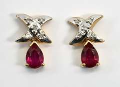 Neat Dangling Synthetic Ruby Earrings