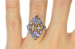 14K Yellow Gold Marquise Tanzanite Diamond Accent Cocktail Ring