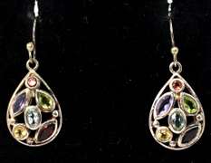 Multi Gemstone Sterling Silver Earrings
