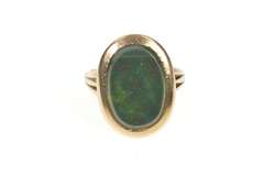 14K Yellow Gold Bloodstone 1960's Retro Statement Cocktail Ring
