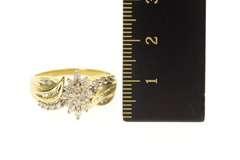 10K Yellow Gold Diamond Marquise Cluster Bypass Statement Ring