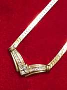 14K YELLOW GOLD LADIES HERRINGBONE AND DIAMOND CHAIN