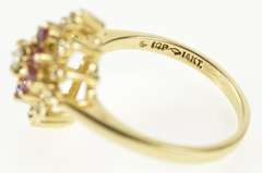 14K Yellow Gold 0.50 Ctw Diamond Ruby Halo Cluster Engagement Ring