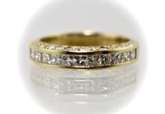 Beautiful 14K Princess Cut & Round Diamond Band