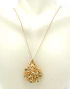 Whimsical 18kt YG Vintage Turquoise Porcupine Pendant