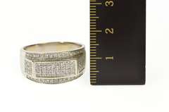 10K White Gold 0.72 Ctw Pave Diamond Men's Squared Statement Ring