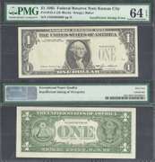 $1 1985 FRN MISSING OVERPRINT ERROR No Seals + Serials PMG Ch Unc 64 EPQ