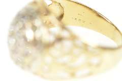 10K Yellow Gold Scroll Filigree Diamond Domed Statement Ring