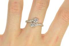 14K White Gold 1.42 Ctw Two Diamond Bypass Engagement Ring