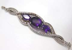 3 Stone Amethyst Bolo Bracelet