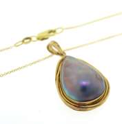 Gorgeous 14kt YG Blue Mabe Pearl Necklace