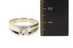 10K White Gold Men's Squared Diamond Solitaire Wedding Ring