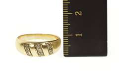 14K Yellow Gold Grooved Rounded Diamond Men's Wedding Band Ring