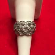 LADIES 14K WHITE GOLD AND DIAMOND WEAVE DESIGN RING