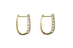 10K Yellow Gold 0.81 Ctw Squared Diamond Encrusted Oval Hoop Earrings