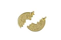 8K Yellow Gold Chinese Coin Half Love Friendship Symbol Pendant