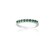 Sterling Silver Created Green Quartz Semi-Eternity Band Ring