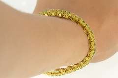 18K Yellow Gold 1.35 Ctw 1930's Emerald Diamond Nugget Link Bracelet