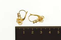 10K Yellow Gold Filigree Cubic Zirconia Syn. Sapphire Dangle Earrings