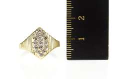 10K Yellow Gold Marquise Retro Grooved Diamond Cluster Ring