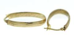 Beautiful Yellow Gold Wave Oval Earrings
